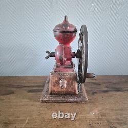 Antique LIE PATENTADO Coffee Grinder Mill Cast-Iron Moulin Molinillo cafe RED