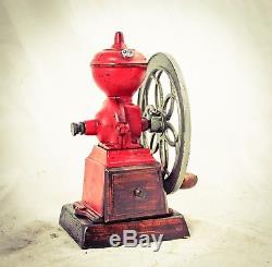 Antique LIE PATENTADO Coffee Grinder Mill Cast-Iron Moulin Molinillo cafe RED