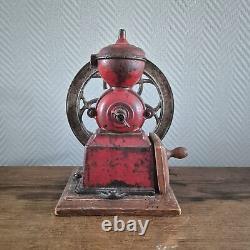 Antique LIE PATENTADO Coffee Grinder Mill Cast-Iron Moulin Molinillo cafe RED