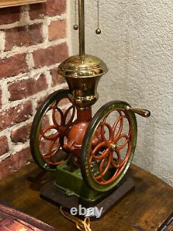 Antique Lamp Iron Coffee Grinder Enterprise Mfg Philadelphia PA Rewired 1 of 2