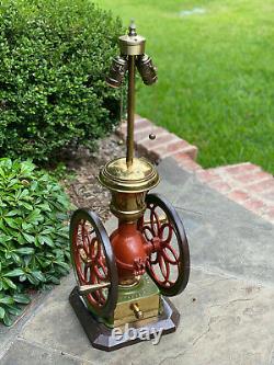 Antique Lamp Iron Coffee Grinder Enterprise Mfg Philadelphia PA Rewired 1 of 2