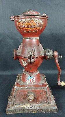 Antique Landers Frary & Clark Cast Iron Coffee Grinder with Base #11