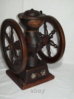 Antique Landers Frary & Clark Cast Iron Hand Crank Double Wheel Coffee Grinder