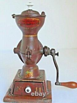 Antique Landers Frary Clark Coffee Grinder Cast Iron Original Paint & Decals #11