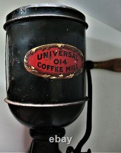 Antique Landers and Frary Universal 014 Wall Mount Coffee Mill Tin + Cast Iron