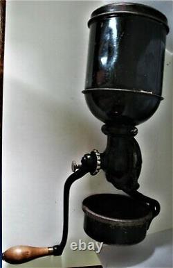 Antique Landers and Frary Universal 014 Wall Mount Coffee Mill Tin + Cast Iron