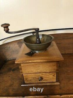 Antique Large Wooden Dovetailed Lap Held Coffee Grinder