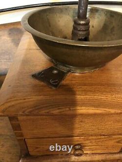 Antique Large Wooden Dovetailed Lap Held Coffee Grinder