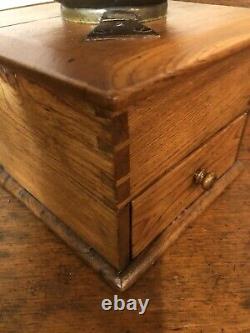 Antique Large Wooden Dovetailed Lap Held Coffee Grinder