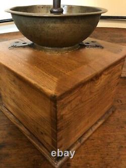 Antique Large Wooden Dovetailed Lap Held Coffee Grinder