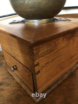 Antique Large Wooden Dovetailed Lap Held Coffee Grinder