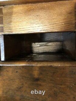 Antique Large Wooden Dovetailed Lap Held Coffee Grinder