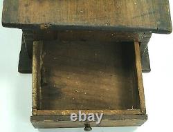 Antique Large Wooden Dovetailed Lap Held Coffee Grinder Free Ship