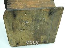 Antique Large Wooden Dovetailed Lap Held Coffee Grinder Free Ship