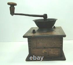 Antique Large Wooden Finger Lap/box jointed Held Coffee Grinder