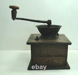 Antique Large Wooden Finger Lap/box jointed Held Coffee Grinder