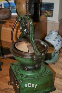 Antique Leinbrock Ideal Coffee Grinder 2 now R/H handle, 45cm Tall