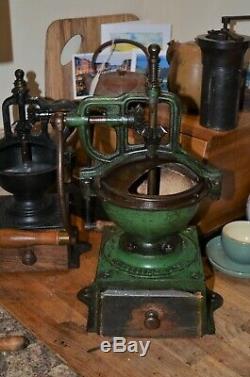 Antique Leinbrock Ideal Coffee Grinder 2 now R/H handle, 45cm Tall