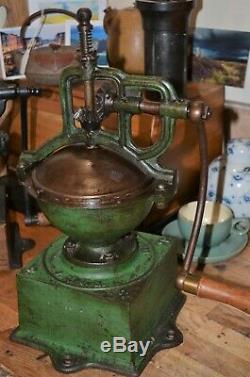 Antique Leinbrock Ideal Coffee Grinder 2 now R/H handle, 45cm Tall