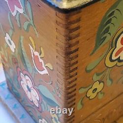 Antique Leviton Lamp Handpainted Folk Art Cast Iron Coffee Grinder Wood Base 24