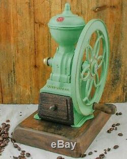 Antique MJF PATENTADO Coffee Grinder Mill Cast-Iron Moulin Molinillo cafe Green