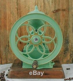 Antique MJF PATENTADO Coffee Grinder Mill Cast-Iron Moulin Molinillo cafe Green