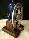 Antique MJF Patentado Coffee Grinder Mill Cast Iron Single Wheel BLUE FREE SHIP