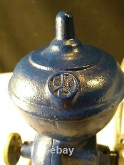 Antique MJF Patentado Coffee Grinder Mill Cast Iron Single Wheel BLUE FREE SHIP