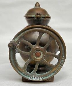 Antique Miniature Brass SAVAGE COFFEE Wheel GRINDER Mill Salesman Sample / Toy