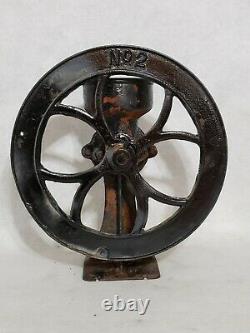 Antique No. 2 Cast Iron Coffee Mill Grain Grinder