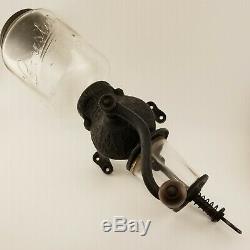 Antique No. 3 Arcade Crystal Coffee Grinder Wall Mount Hand Crank Glass Bubble