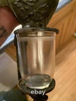 Antique No 3 Crystal Arcade Wall Mount Coffee Grinder With Catch Cup & A Jar Lid