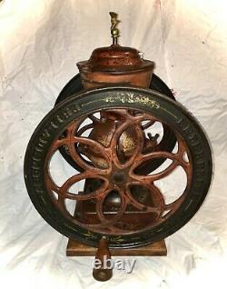 Antique No 7 1873 Coffee Grinder 17 Wheels Enterprise Mfg Philadelphia Complete