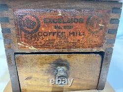 Antique Number 630 Wood & Metal Excelsior Table Box Coffee mill Grinder? Collect
