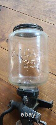 Antique ORIGINAL ARCADE 25 Wall Mount Coffee Grinder Mill With Catch Glass