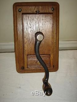 Antique Oak Wall Telephone Coffee Grinder 9684