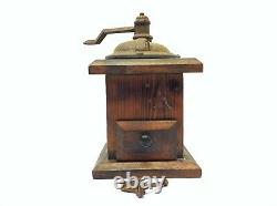 Antique Old Broken Coffee Mill Grinder Wood Iron Decorative Logan Sturbridge