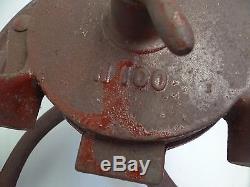 Antique Old Cast Iron Metal H 101 105 Red Coffee Grinder Mill Kitchen Tool Used