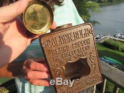 Antique Original Arcade Golden Rule Coffee Grinder MILL With Original Catch Cup