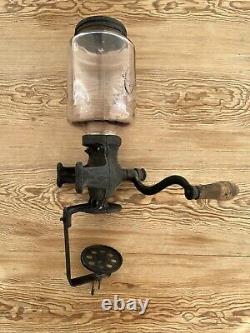 Antique Original Cast Iron Arcade Crystal No. 3 COFFEE GRINDER Wall Mount