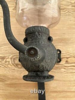 Antique Original Cast Iron Arcade Crystal No. 3 COFFEE GRINDER Wall Mount