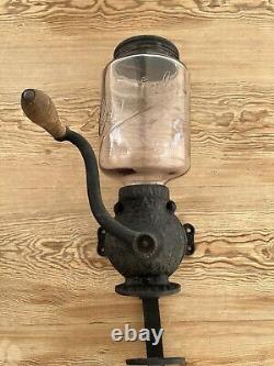 Antique Original Cast Iron Arcade Crystal No. 3 COFFEE GRINDER Wall Mount