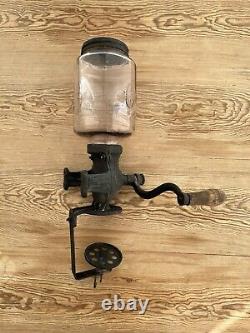 Antique Original Cast Iron Arcade Crystal No. 3 COFFEE GRINDER Wall Mount