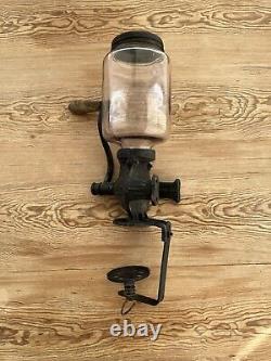 Antique Original Cast Iron Arcade Crystal No. 3 COFFEE GRINDER Wall Mount