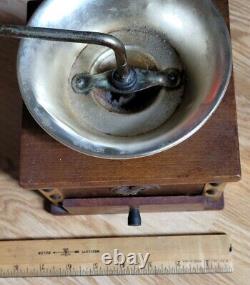 Antique Original Coffee Bean Mill Grinder Drawer Hand Crank Primitive Folk Art
