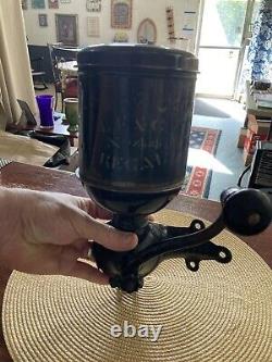 Antique Original Late 1800s L. F. & C Regal Iron/Tin Wall Mount Coffee Grinder