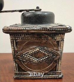 Antique Original Moroccan Wooden Coffee Grinder with Drawer and Hand Crank