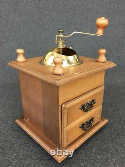 Antique Original Rare French QUARTZ Clock & Wooden Brass Coffee Grinder Marked