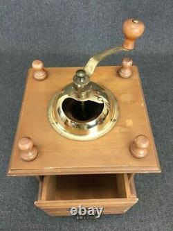 Antique Original Rare French QUARTZ Clock & Wooden Brass Coffee Grinder Marked