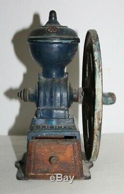 Antique Original Spanish Green Cast Iron Coffee Grinder Mill Flywheel MJF
